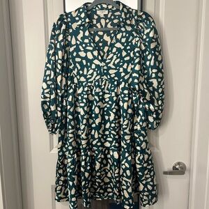 Umgee Emerald and White Patterned Dress